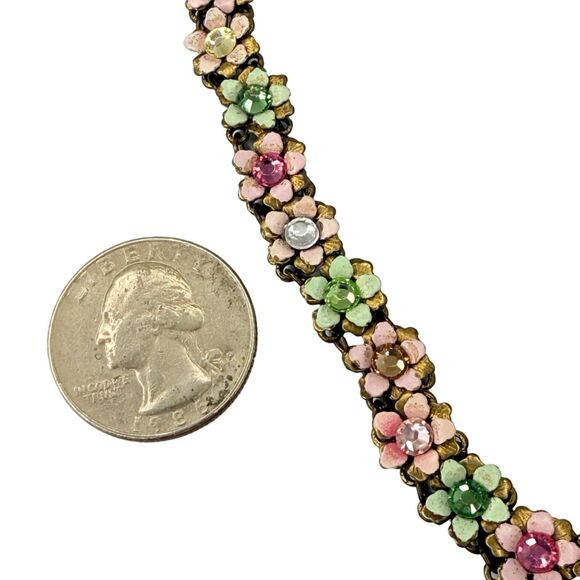 Michael Negrin Flower Bracelet 7" Multicolored Rhinestone Spring Jewelry - Picture 12 of 13